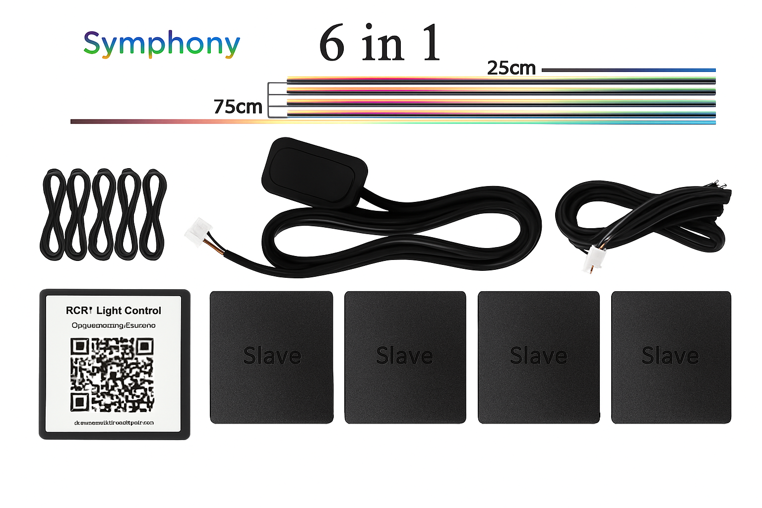 Амбиентно LED осветление за автомобил – 5 модула, 6 лед ленти, RGB, управление чрез приложение